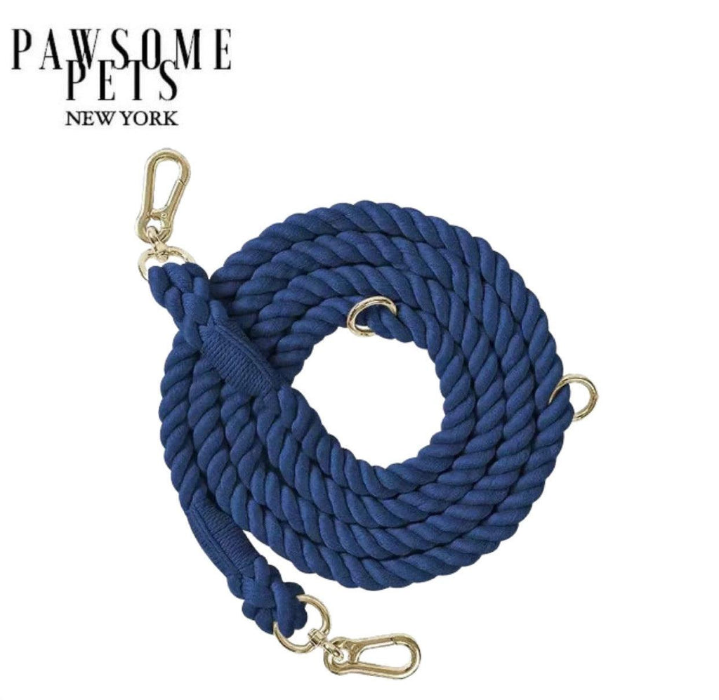 Laisse mains libres pour chien en corde – Bleu Royal